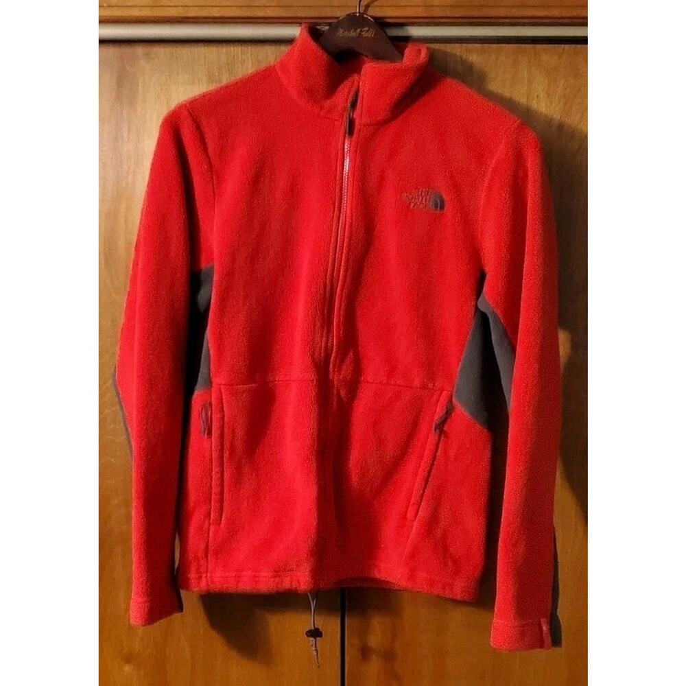 Mens Red Fleece Full Zip Northface Jacket Coat Liner Size SP Spring Fall